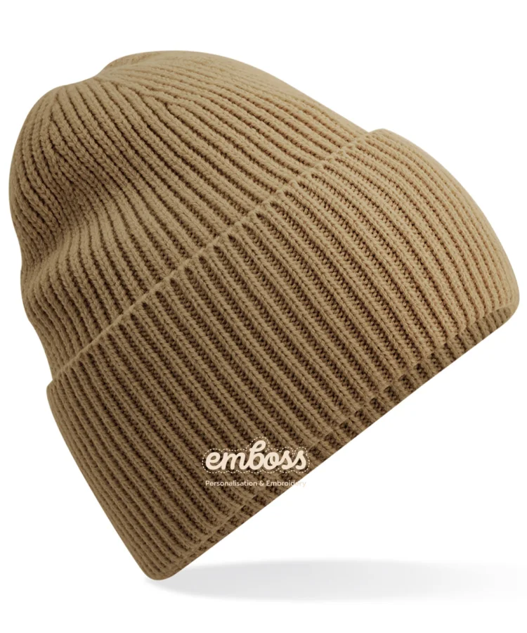 Oversized cuffed beanie in Biscuit