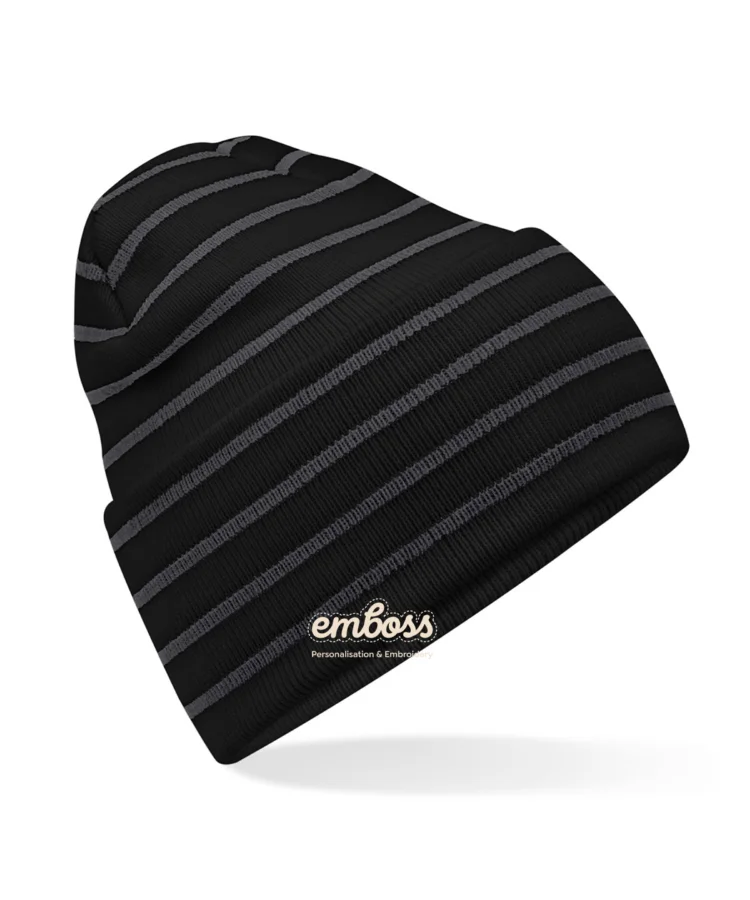 Original deep-cuffed striped beanie in Black/Graphite Grey
