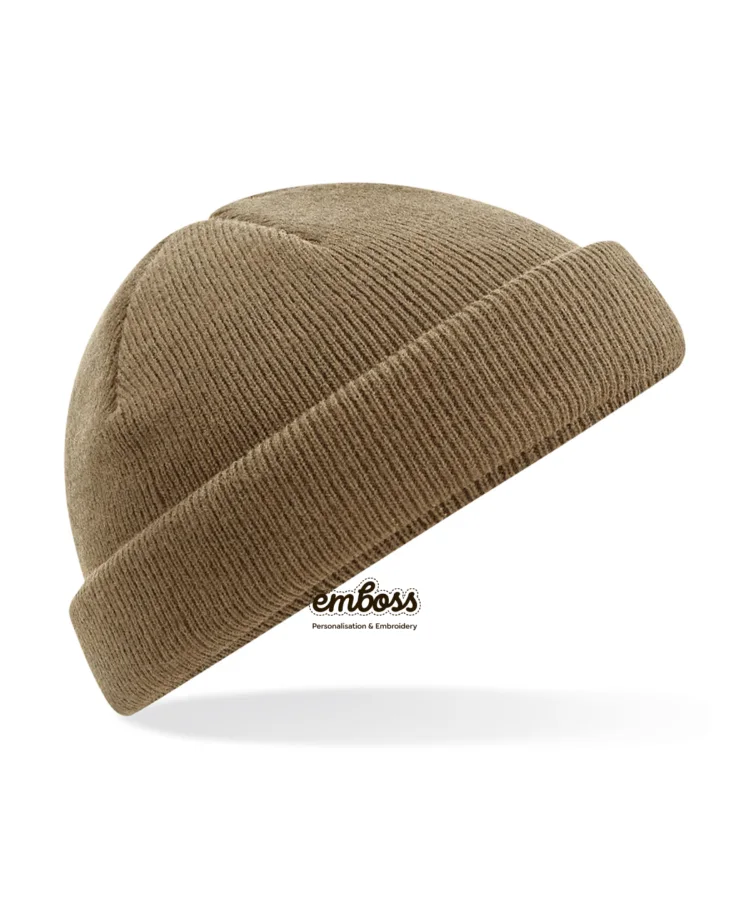 Recycled mini fisherman beanie in Biscuit