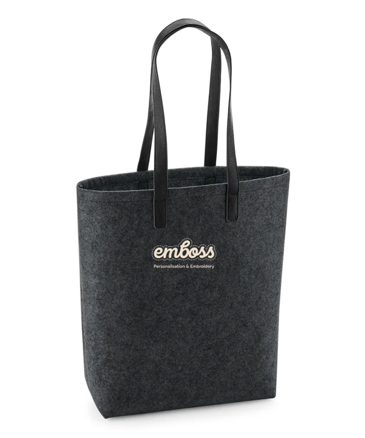 Premium felt tote in Charcoal Melange/Black