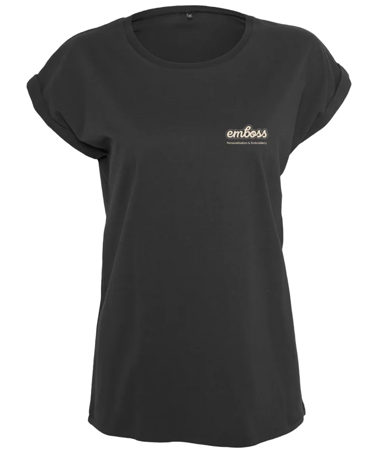 Women's extended shoulder tee in Black*†