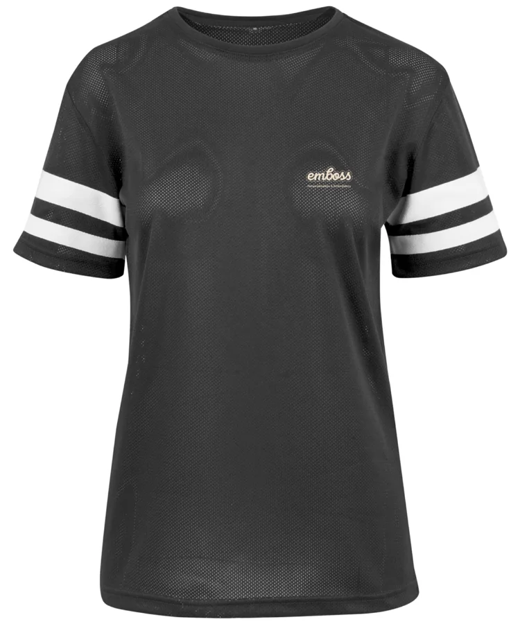 Women's mesh stripe tee in Black/White