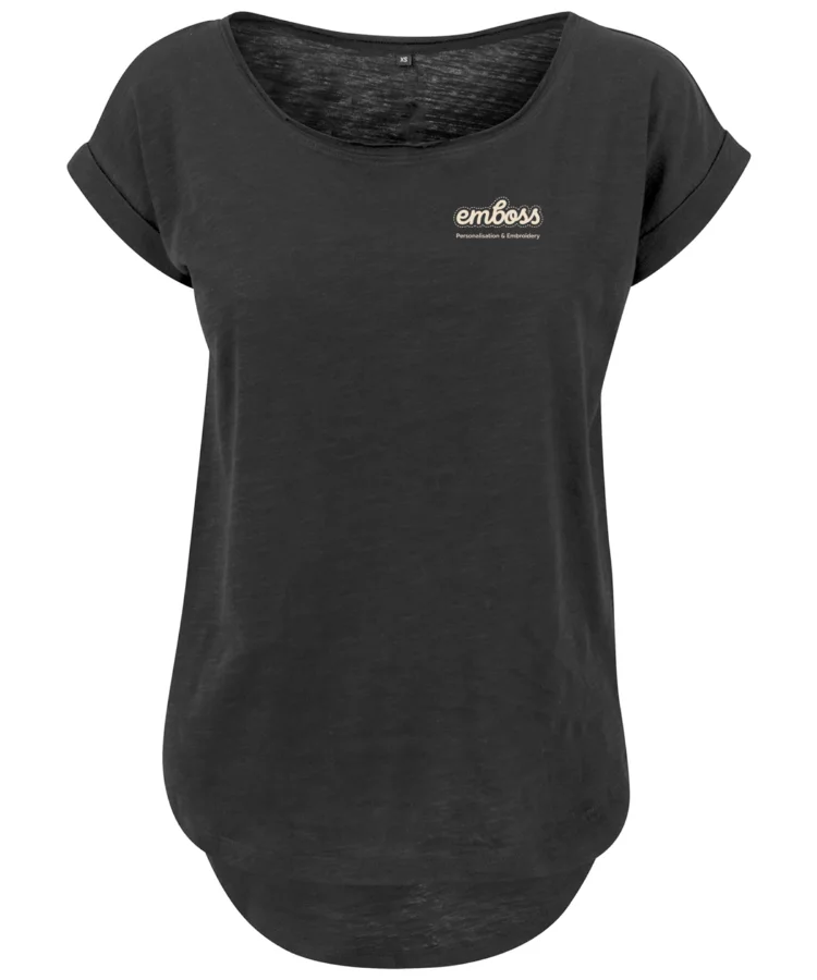Women's long slub tee in Black
