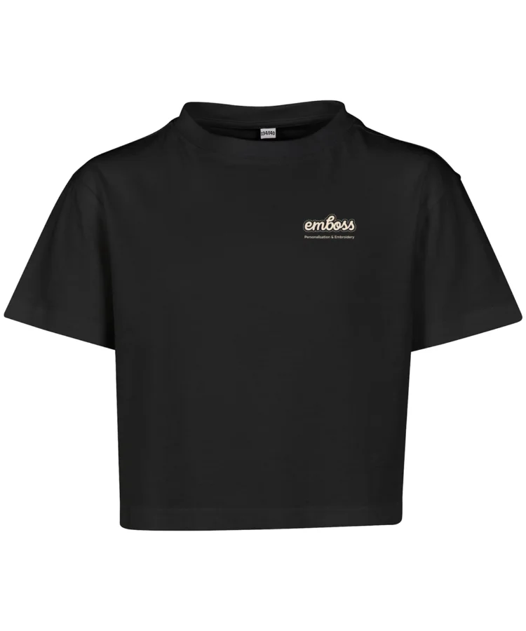 Girls cropped Jersey tee in Black