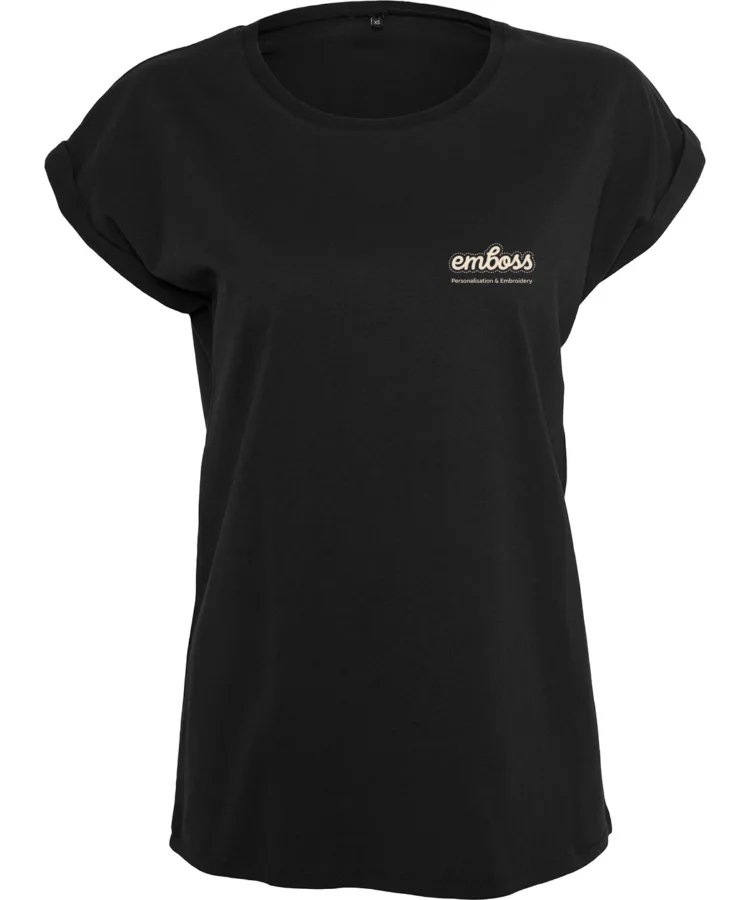 Women's organic extended shoulder tee in Black
