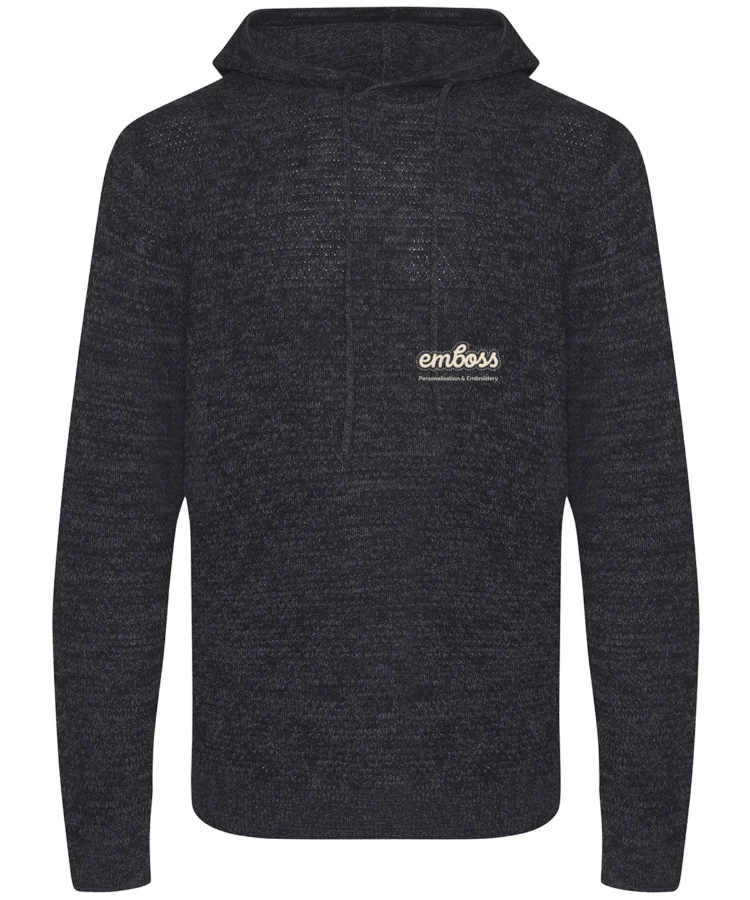 Iguazu regen knitted hoodie in Charcoal/Black