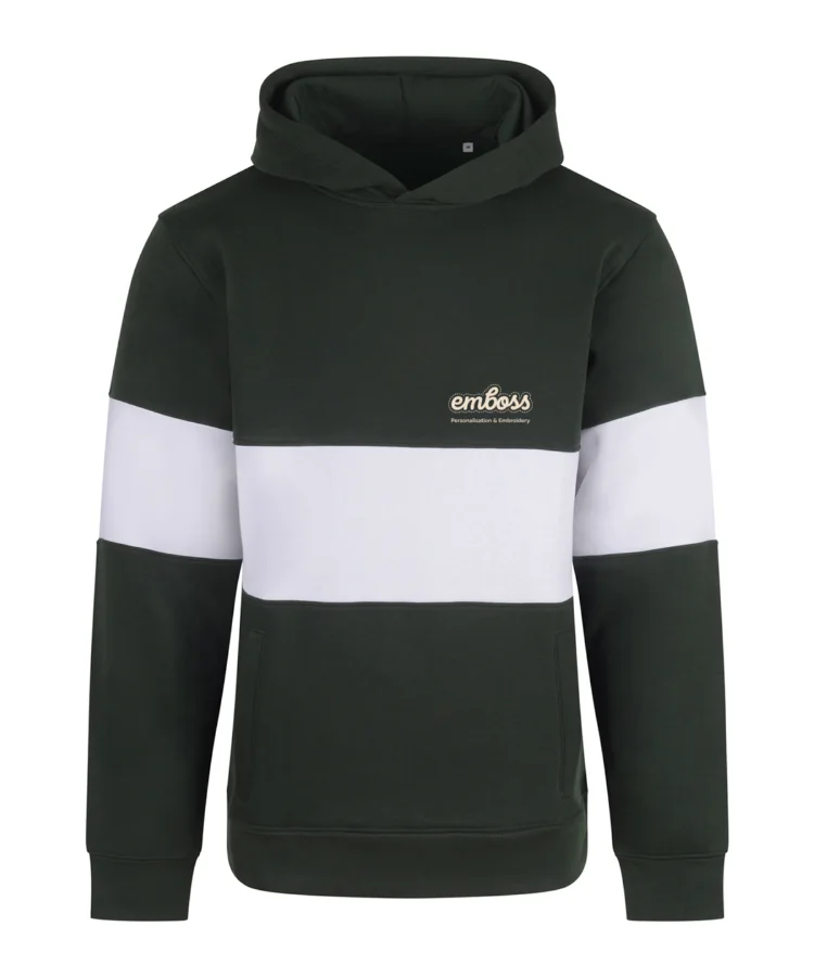 Heavyweight panelled hoodie in Bottle/White