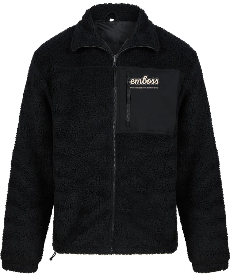 Recycled sherpa fleece in Black