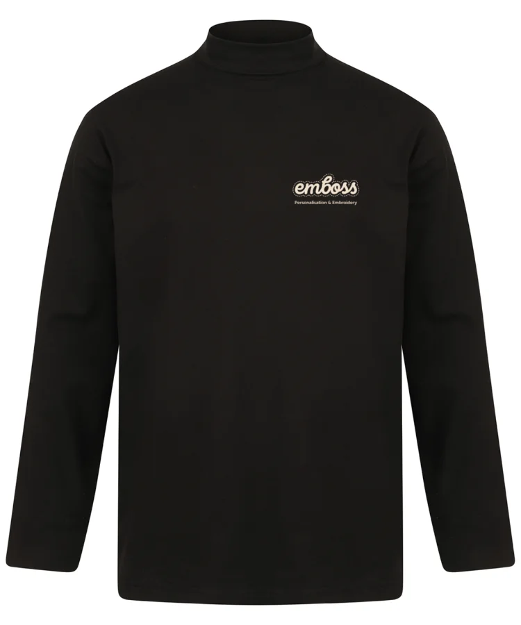 Long sleeve roll neck top in Black