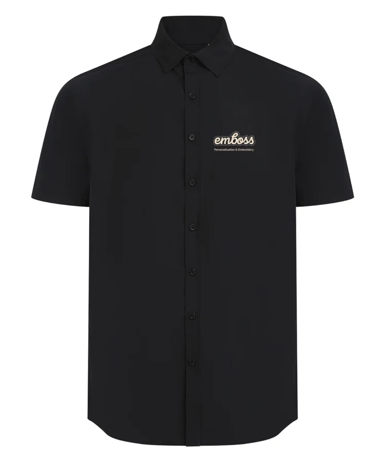 Short sleeve ‘cotton-feel’ Coolplus® shirt in Black