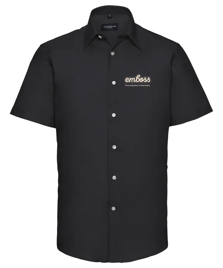 Short sleeve easycare tailored Oxford shirt in Black