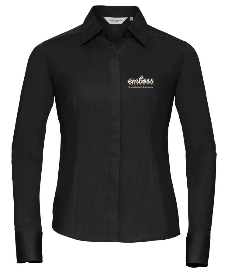 Women's long sleeve polycotton easycare fitted poplin shirt
