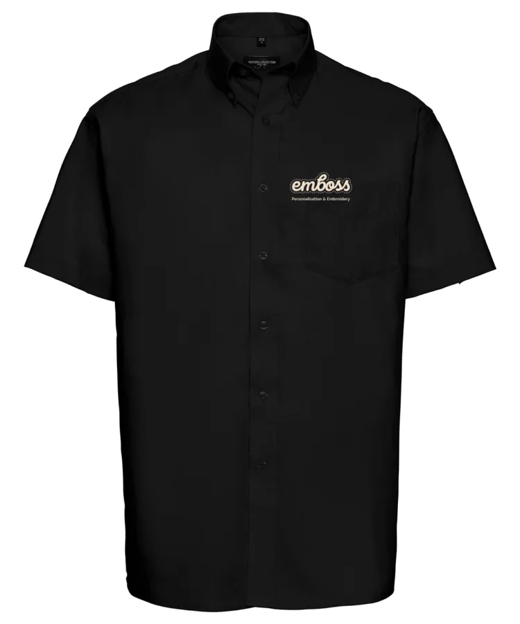 Short sleeve easycare Oxford shirt in Black