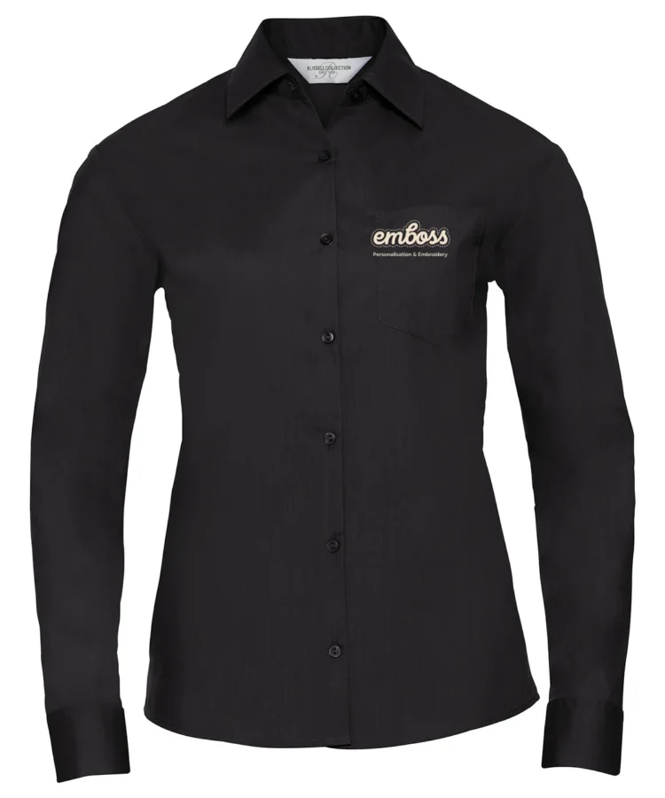 Women's long sleeve polycotton easycare poplin shirt