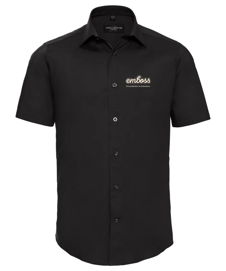 Short sleeve easycare fitted shirt in Black