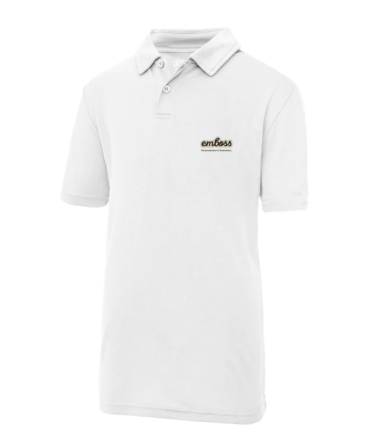 Kids cool polo in Arctic White