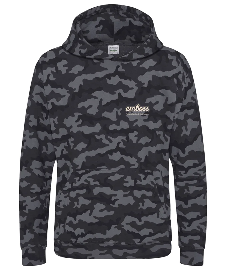 Kids camo hoodie in Black Camo