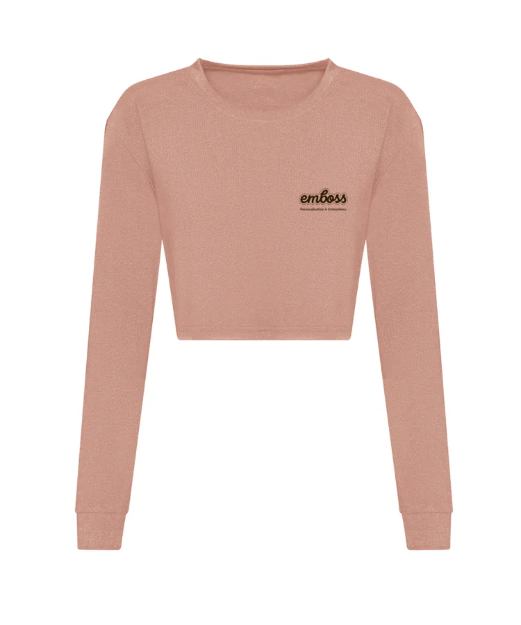 Women's long sleeve cropped T in Dusty Pink