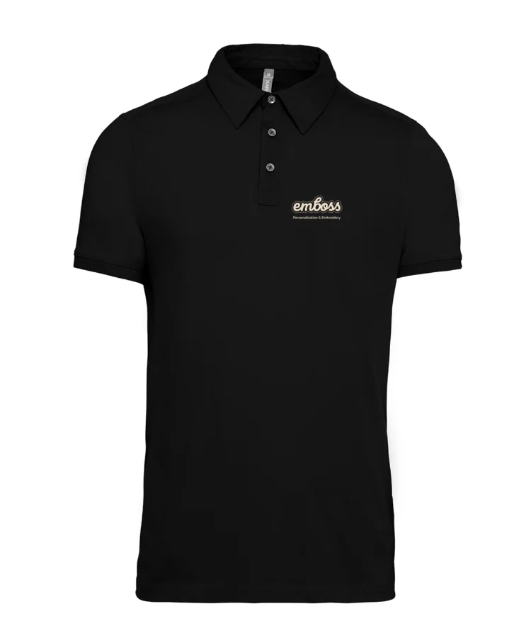Jersey knit polo shirt in Black