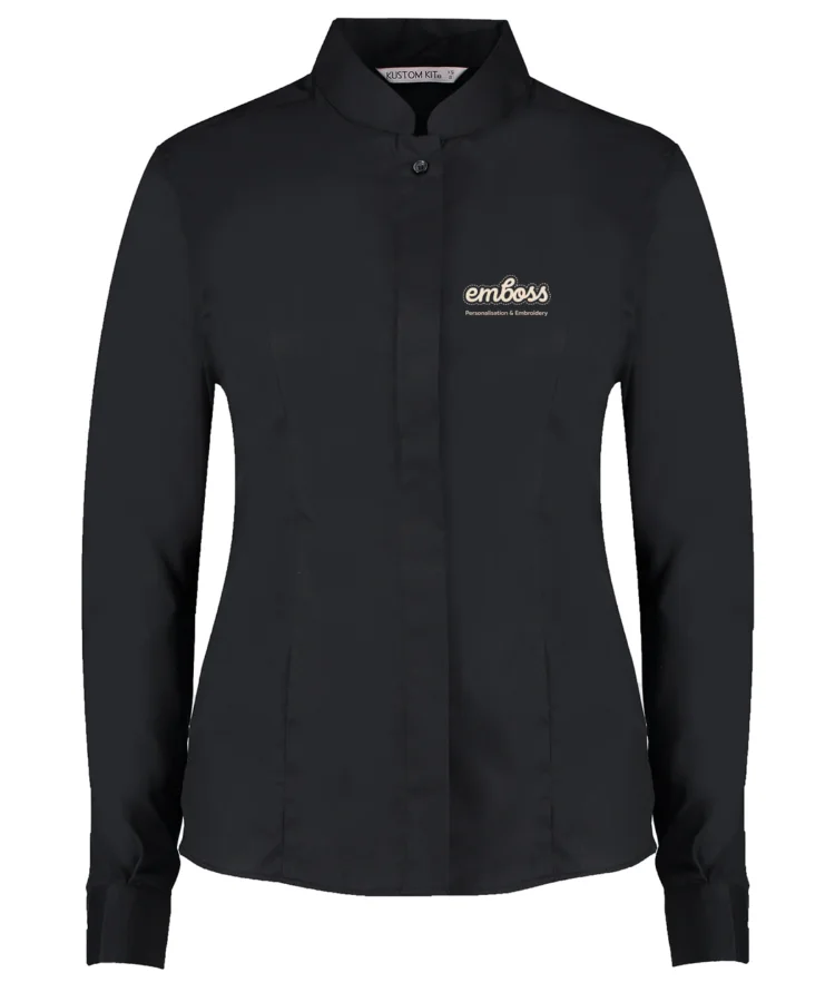 Women's mandarin collar shirt long-sleeved (tailored fit)