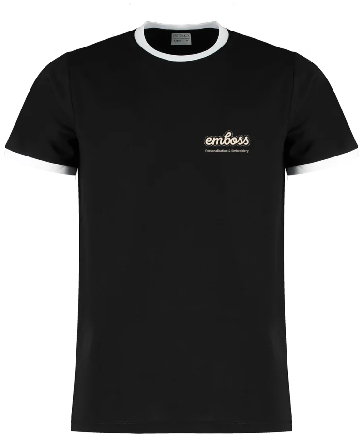 Fashion fit ringer tee in Black/White