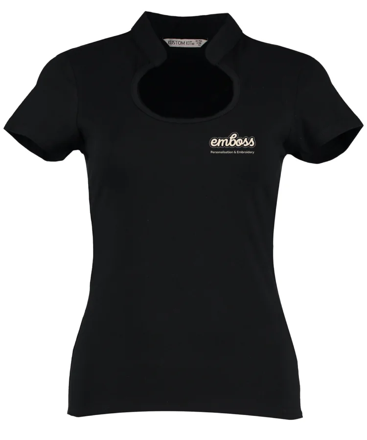 Women's corporate top keyhole neck (regular fit) in Black