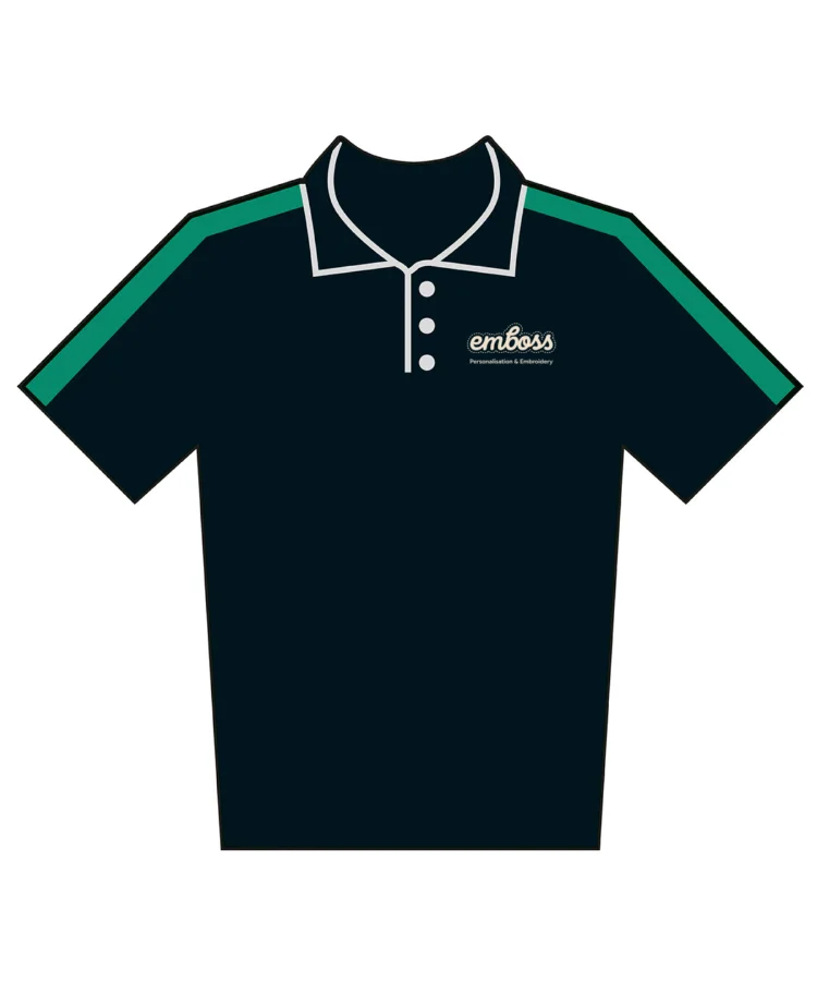 Kids team polo shirt in Black/Emerald