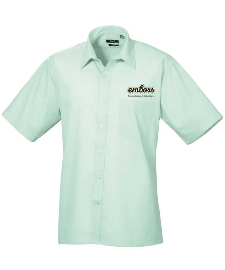 Short sleeve poplin shirt in Aqua