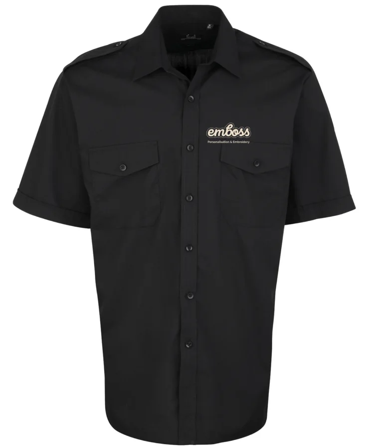 Short sleeve pilot shirt in Black