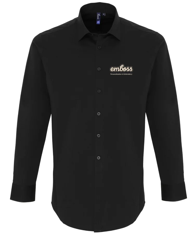 Stretch fit cotton poplin long sleeve shirt