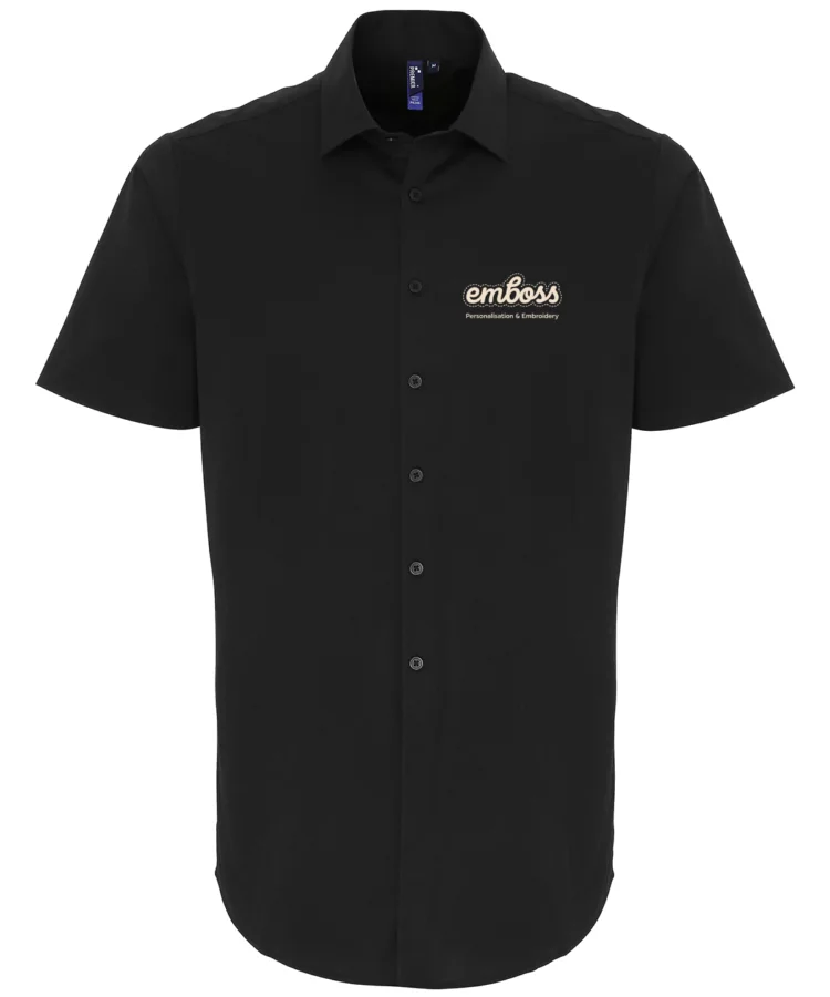 Stretch fit cotton poplin short sleeve shirt