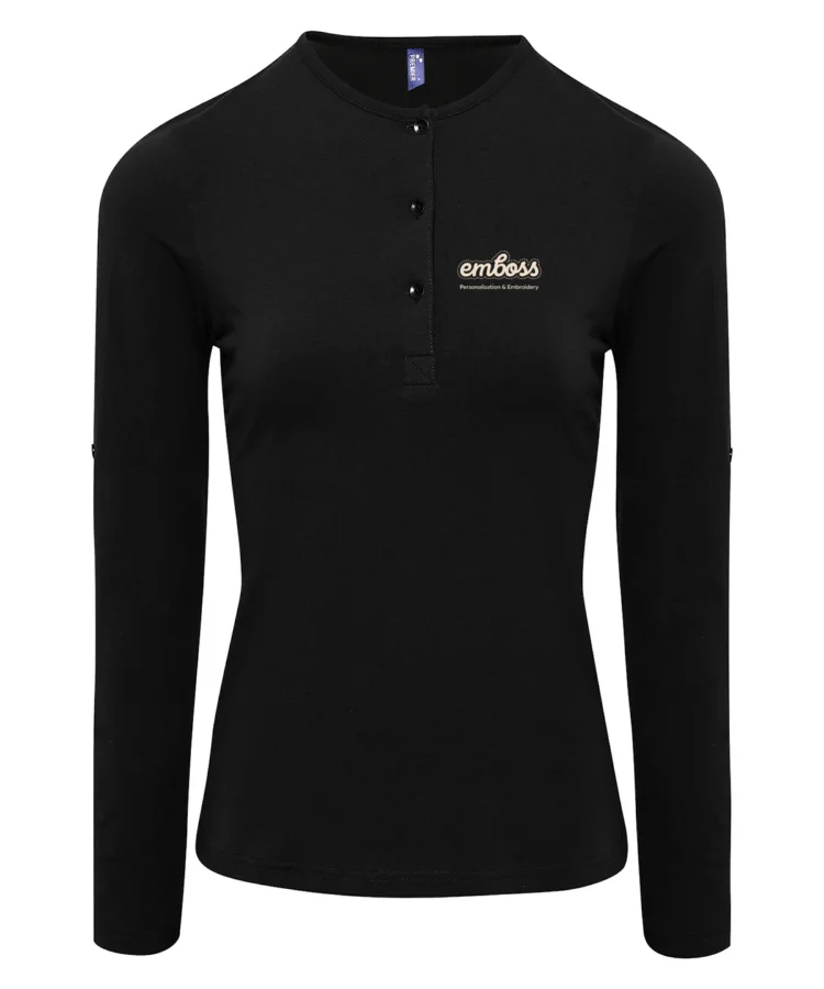 Women's Long John roll-sleeve tee in Black