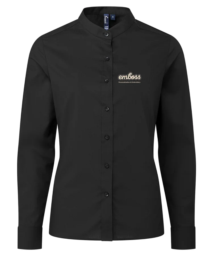 Women's banded collar 'grandad' shirt