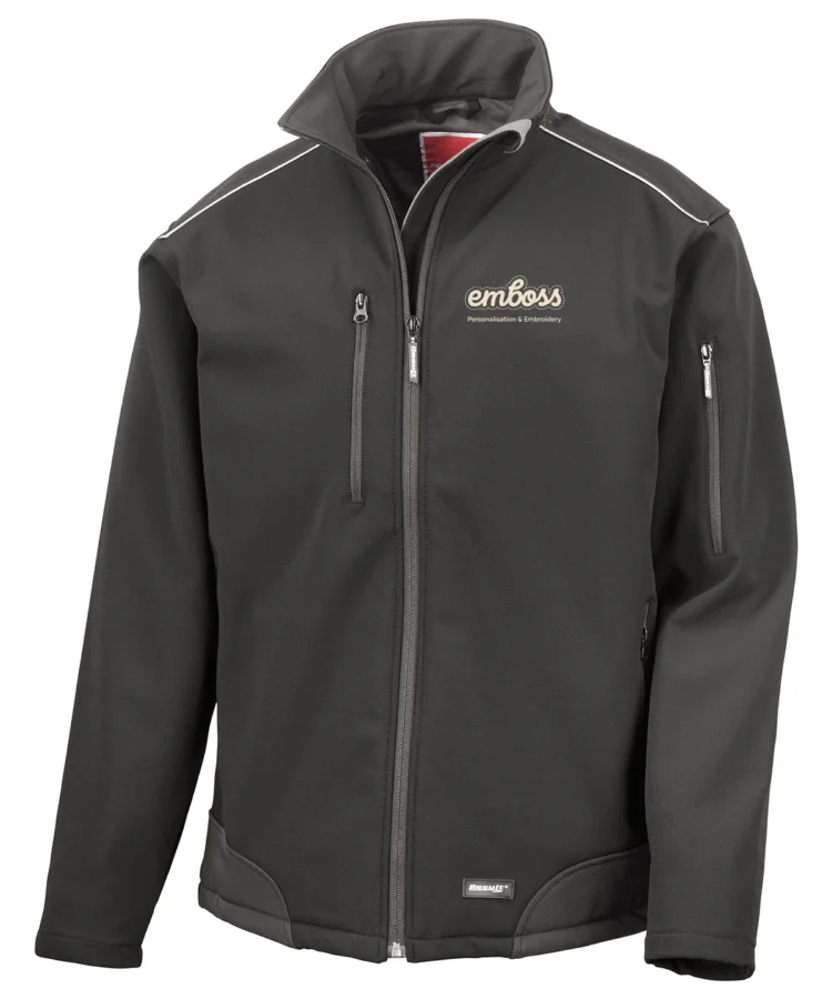 Ripstop softshell workwear jacket in Black/Black