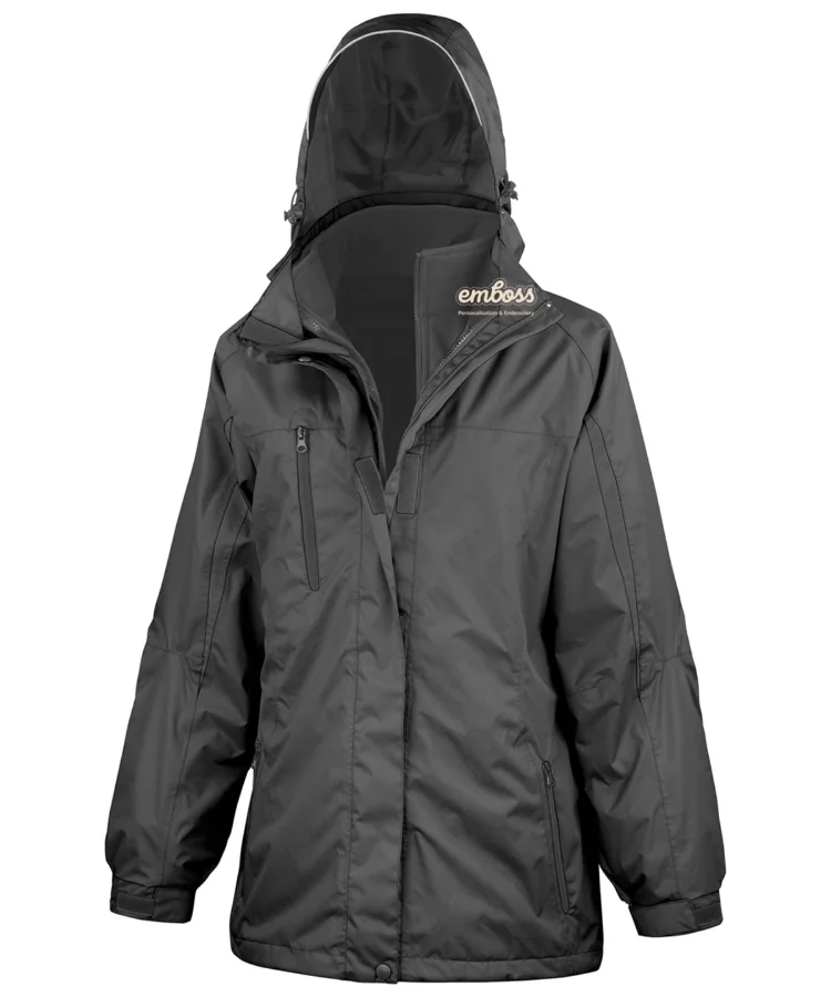 Women's 3-in-1 journey jacket with softshell inner in Black/Black