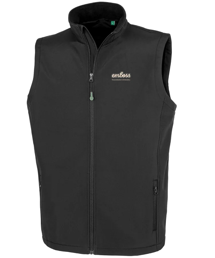 Men's recycled 2-layer printable softshell bodywarmer in Black