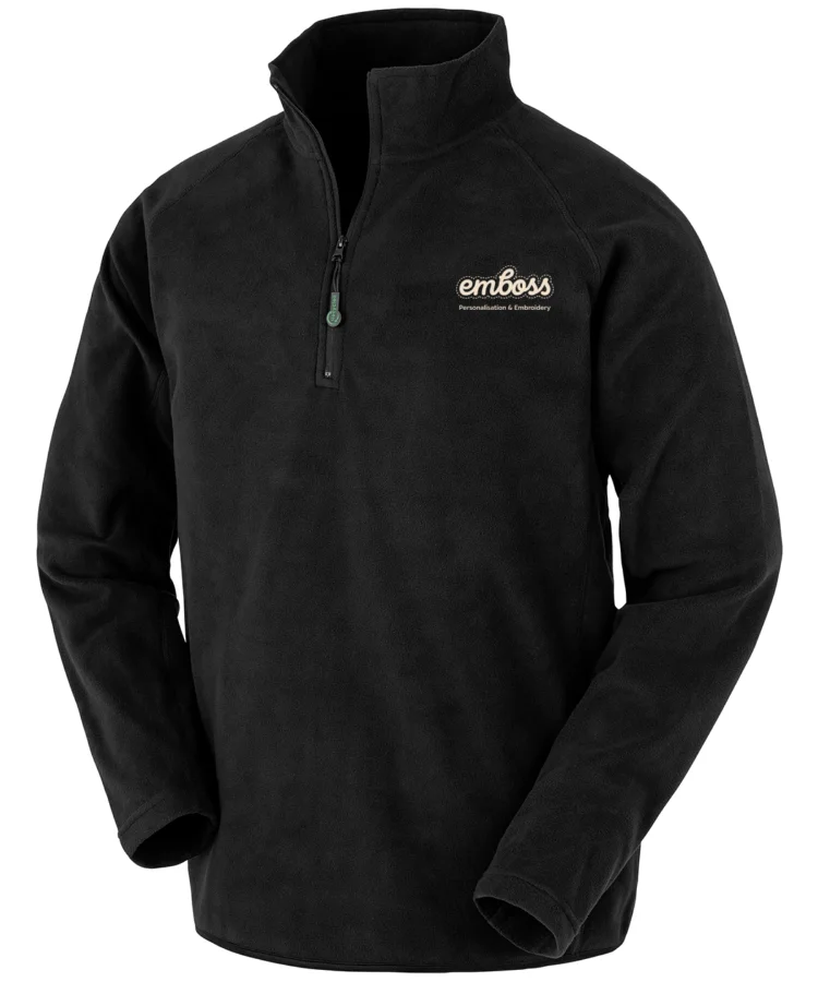 Recycled microfleece top in Black