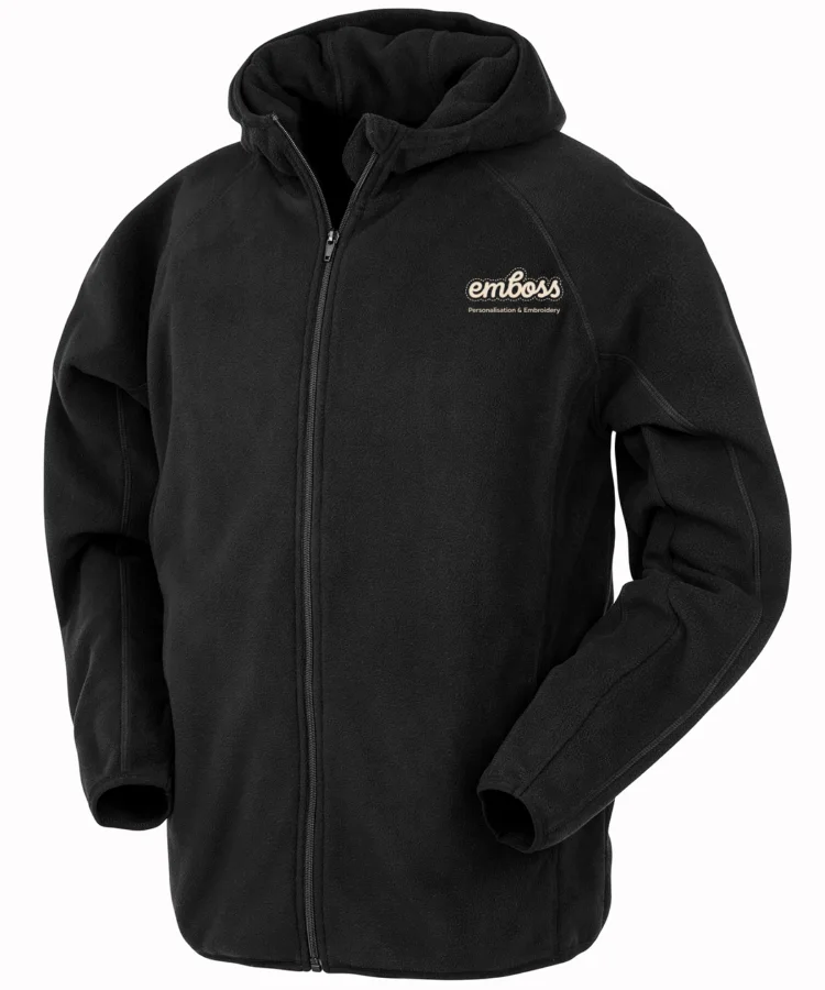 Recycled hooded microfleece jacket in Black