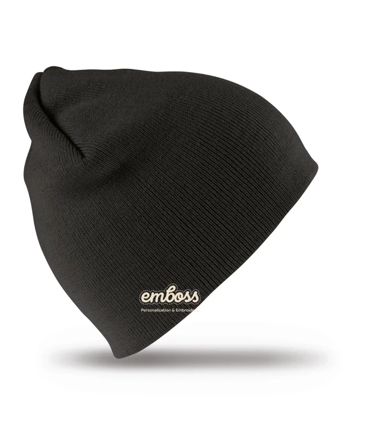 Pull-on soft-feel acrylic hat in Black