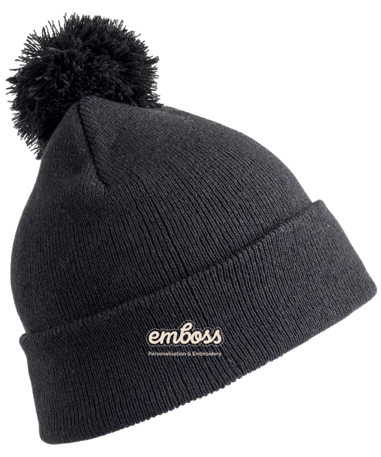 Pom pom beanie in Black