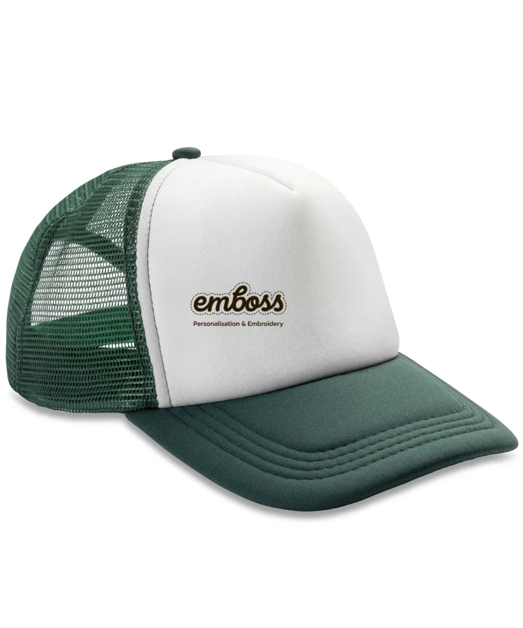 Core Detroit ½ mesh truckers cap in Bottle/White
