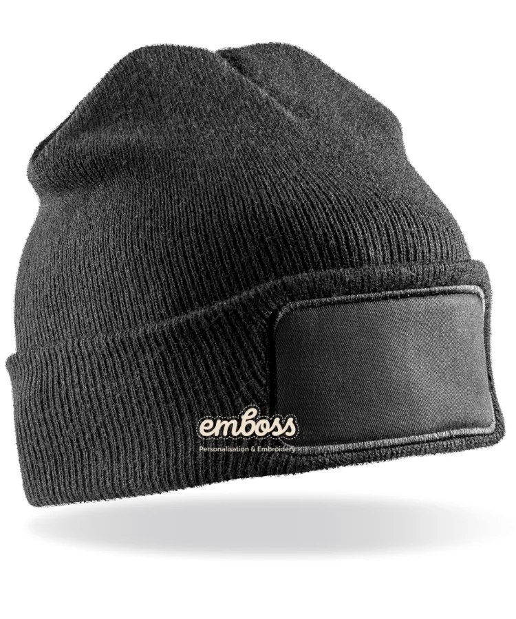 Recycled double knit printers beanie in Black