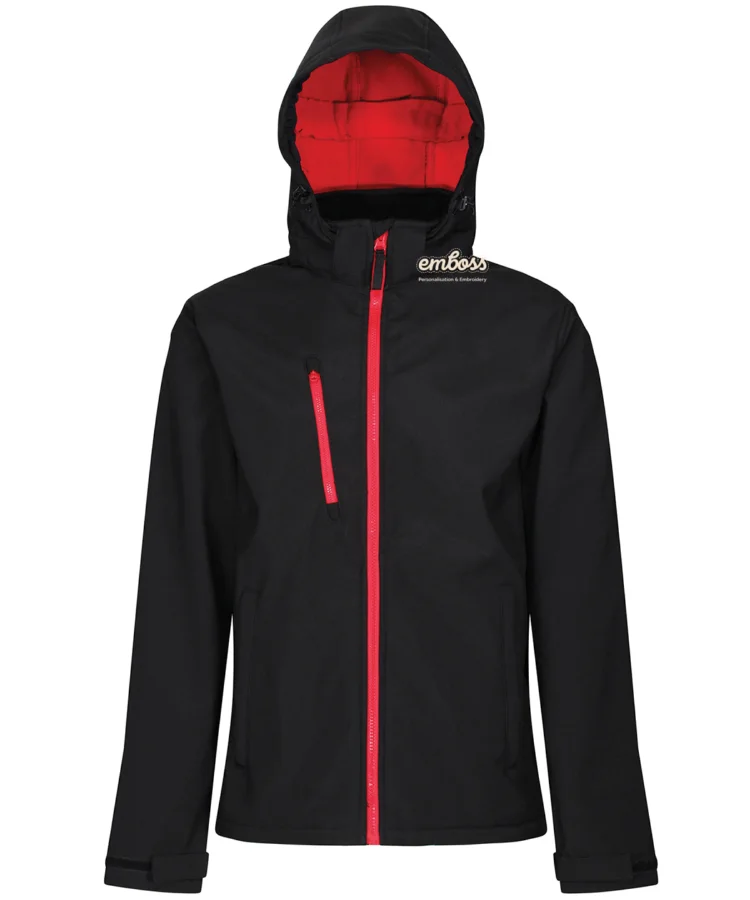 Venturer 3-layer hooded softshell jacket in Black/Red
