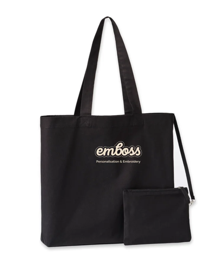 Cruise recycled tote with detachable purse in Black