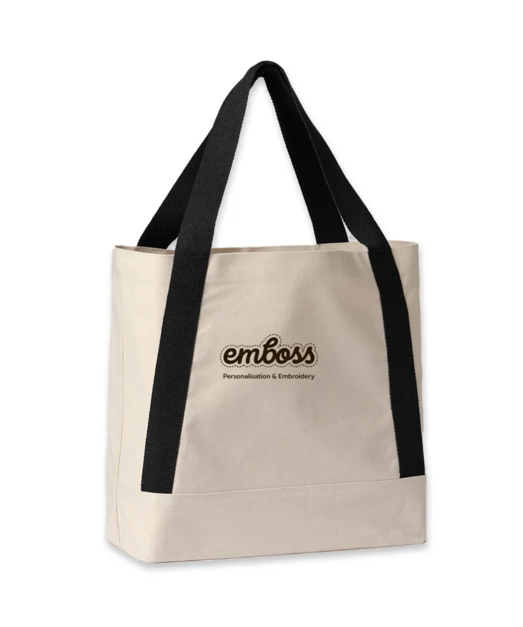 Dakota recycled contrast strap tote in Natural/Black