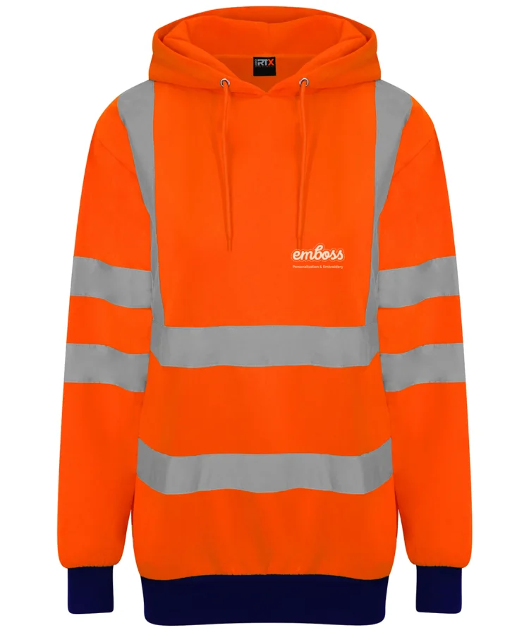 High visibility hoodie in HV Orange/Navy