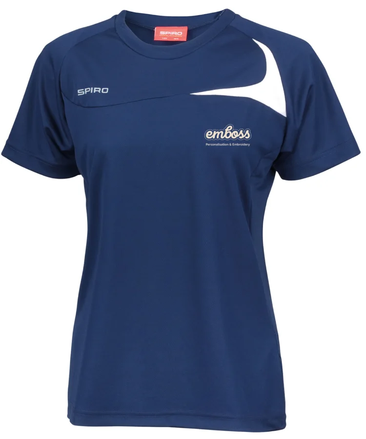 Women's Spiro dash training shirt in Navy/White