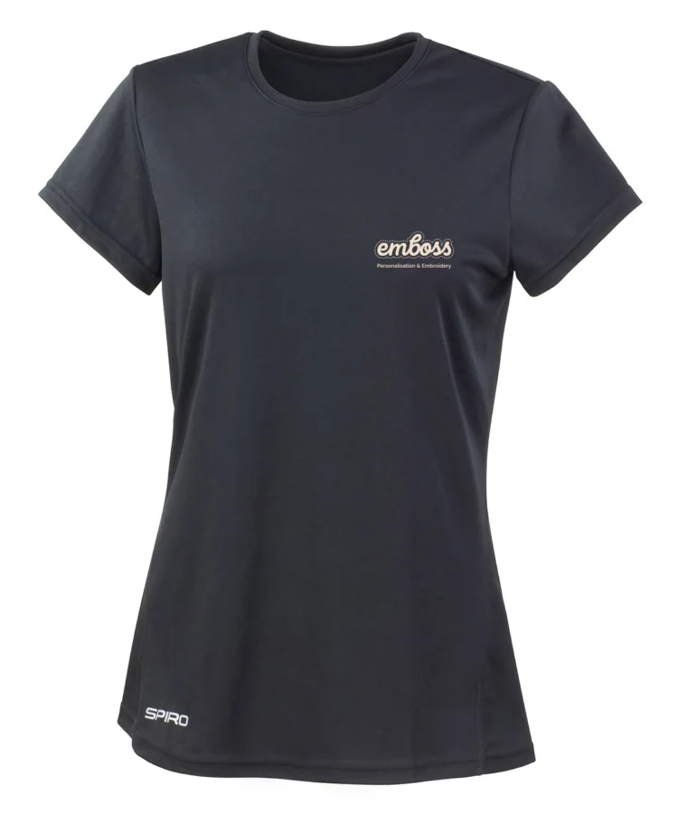 Women's Spiro quick-dry short sleeve t-shirt in Black