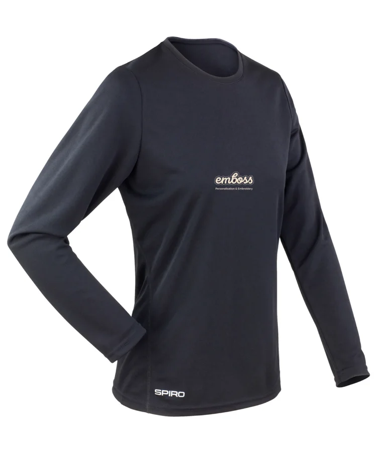 Women's Spiro quick-dry long sleeve t-shirt in Black