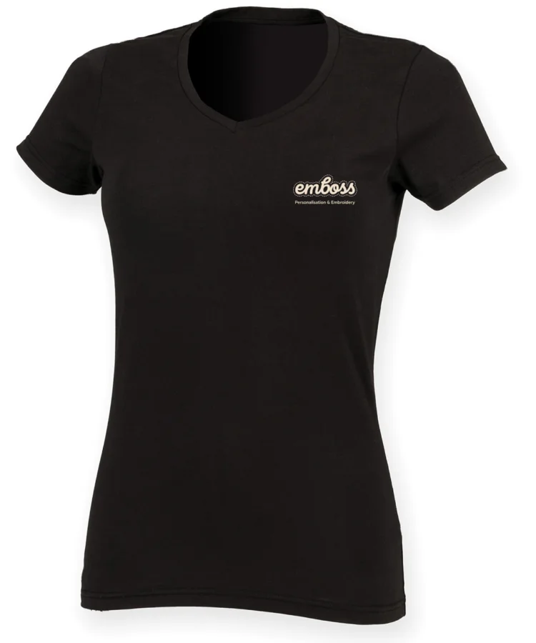 Feel good women's stretch v-neck t-shirt in Black